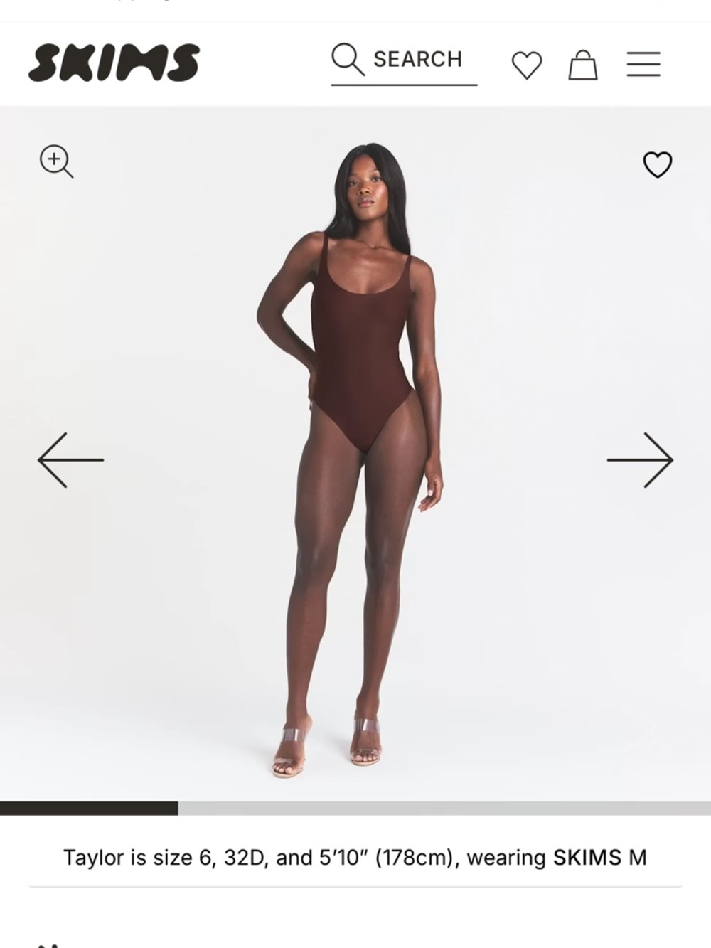SKIMS Scoop Low Back Thong Bodysuit in Dark Brown